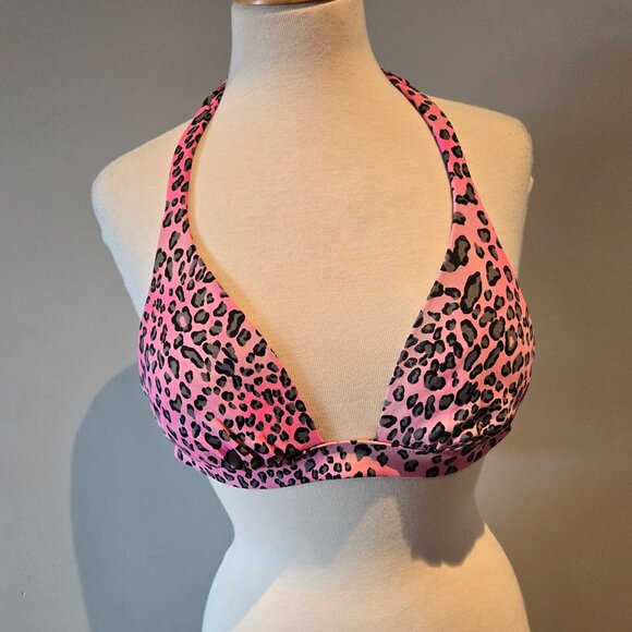 Victoria's Secret Other - Victoria’s Secret Women’s Pink Leopard Halter Bikini Top | Size Medium | Pink